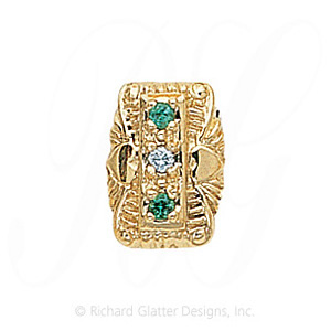 GS091 D/E - 14 Karat Gold Slide with Diamond center and Emerald accents 
